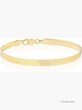 4.5mm 925 Sterling Silver Herringbone Link Bracelet 7 Inch